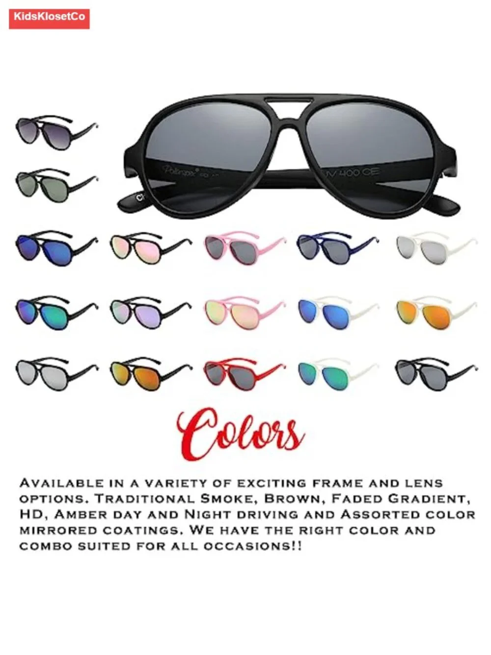 Kids Polarized Aviator Sunglasses – Bendable TAC Lens UV Protection
